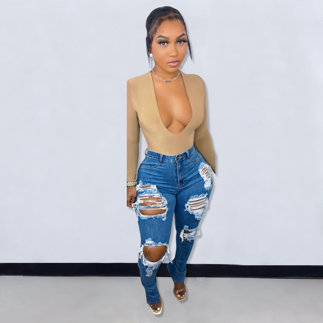 Burnt Flower Ripped Women's Jeans