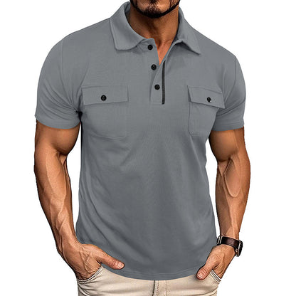 Men's Lapel Short Sleeve Outdoor Pocket Polo Shirt T-shirt