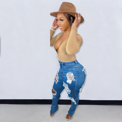 Burnt Flower Ripped Women's Jeans