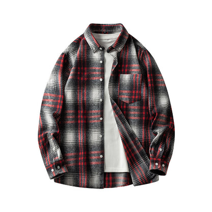 Men's New Plaid  Long-sleeved Shirt Casual Flannel Shirt