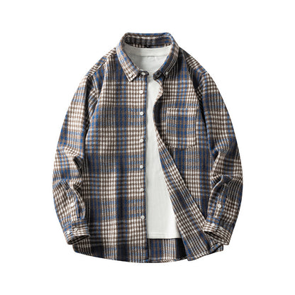 Men's New Plaid  Long-sleeved Shirt Casual Flannel Shirt