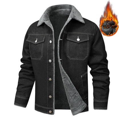 Denim Coat Fleece-lined Men Fashion Brands Jacket