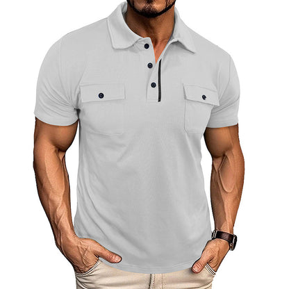 Men's Lapel Short Sleeve Outdoor Pocket Polo Shirt T-shirt