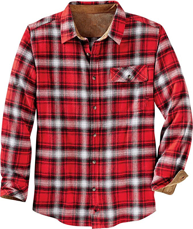 Single-breasted Plaid Shirt Long Sleeve Loose