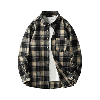 Men's New Plaid  Long-sleeved Shirt Casual Flannel Shirt