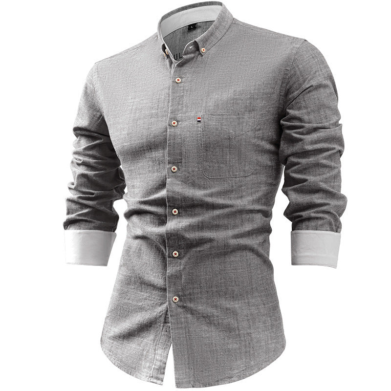 Premium Cotton And Linen Men's Shirt Solid Color