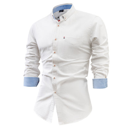 Premium Cotton And Linen Men's Shirt Solid Color