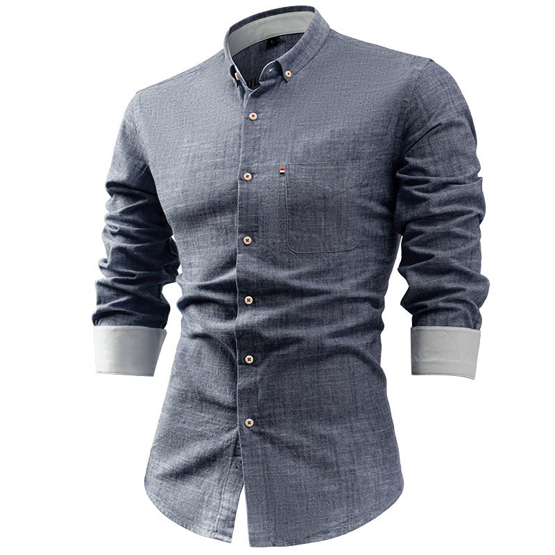 Premium Cotton And Linen Men's Shirt Solid Color