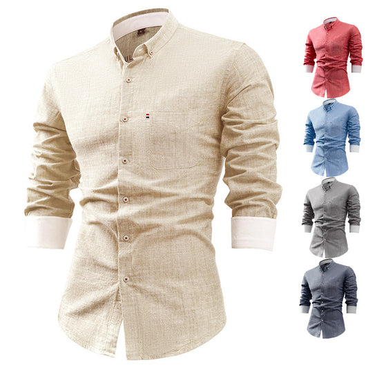 Premium Cotton And Linen Men's Shirt Solid Color