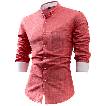 Premium Cotton And Linen Men's Shirt Solid Color