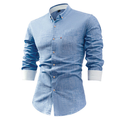 Premium Cotton And Linen Men's Shirt Solid Color