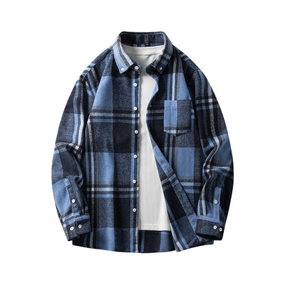 Men's New Plaid  Long-sleeved Shirt Casual Flannel Shirt