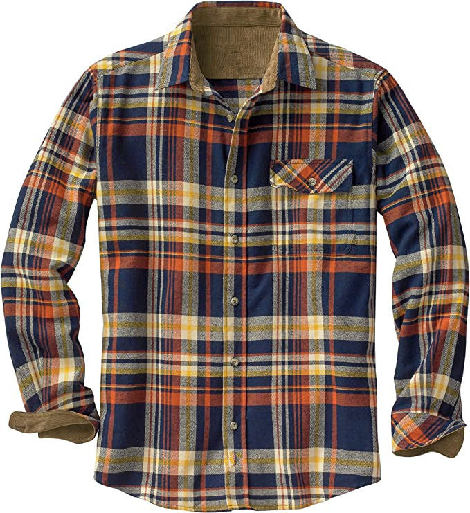 Single-breasted Plaid Shirt Long Sleeve Loose