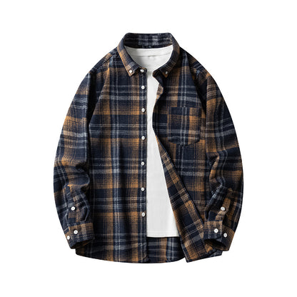 Men's New Plaid  Long-sleeved Shirt Casual Flannel Shirt