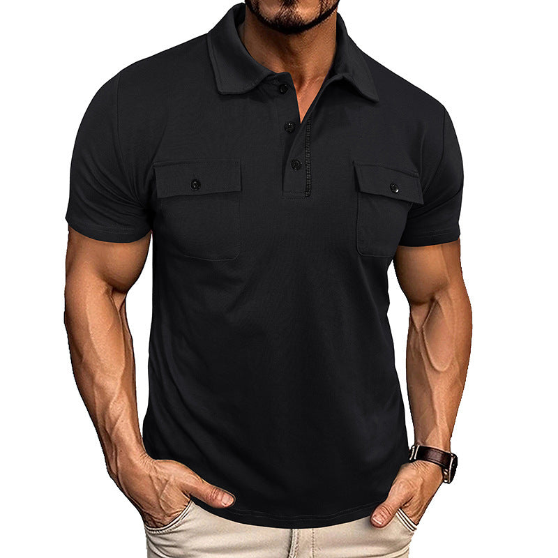 Men's Lapel Short Sleeve Outdoor Pocket Polo Shirt T-shirt