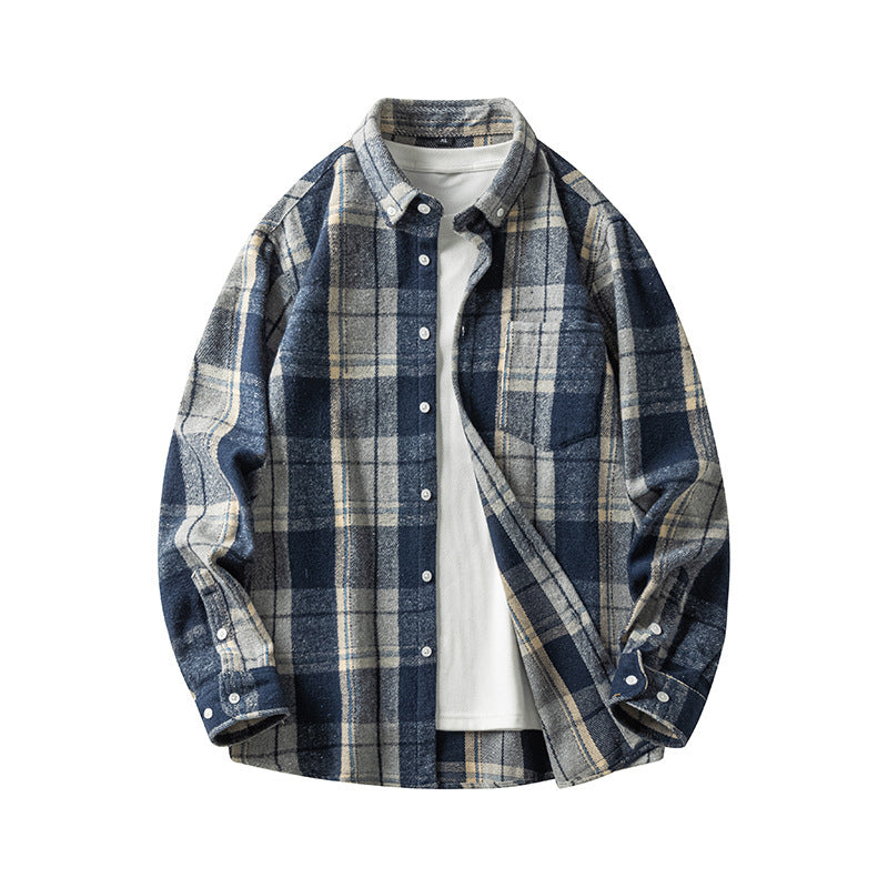 Men's New Plaid  Long-sleeved Shirt Casual Flannel Shirt