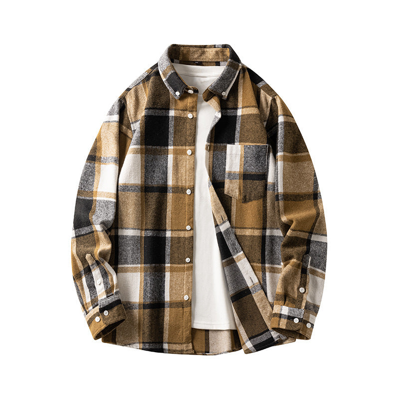 Men's New Plaid  Long-sleeved Shirt Casual Flannel Shirt